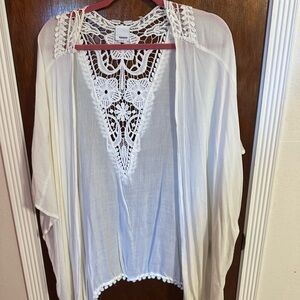 Sonoma White Crochet Accent Women's Blouse
